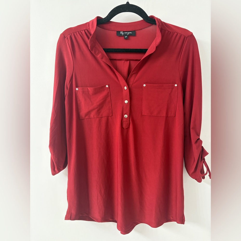 ❤️ Lily Morgan Red Button Blouse - Small
